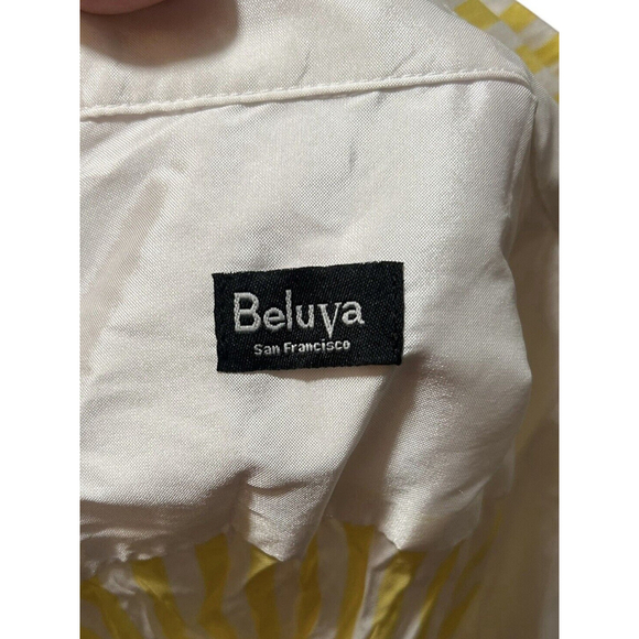 Beluva San Francisco Size Medium Yellow Stripe Crinkle Long Sleeve Blouse - Picture 3 of 6